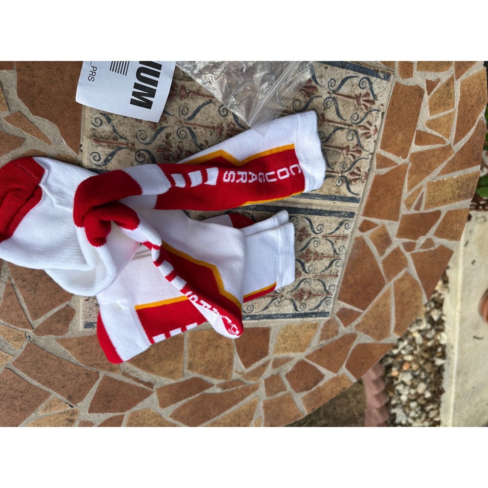 Cougars Athletic Crew Socks White Red Yellow Made in USA Medium